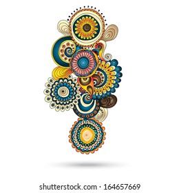 Henna Paisley Mehndi Doodles Abstract Floral Vector Illustration Design Element. Colored Version. Series of Doodle Design Element #3.