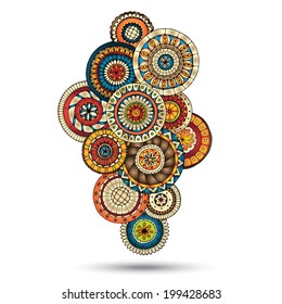 Henna Paisley Mehndi Doodles Abstract Floral Vector Illustration Design Element. Colored Version.