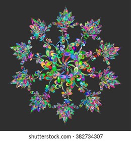 Henna Paisley Mehndi Doodles Abstract Floral Illustration Design Element. Colored Version.