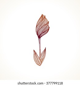 Henna paisley mehndi vector tattoo flower. Floral ethnic pattern Template for mehndi ornament. Hand drawn outline flower. Indian style ornaments. Floral mehndi ornamental elements
