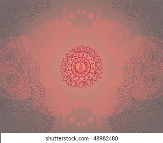 Henna styled symmetrical mandala background