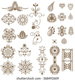 Henna tatoo elements