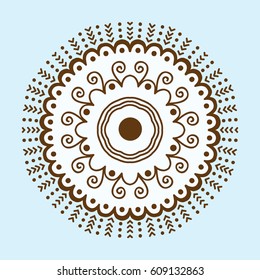 Henna tattoo brown mehndi flower template doodle ornamental lace decorative element and indian design pattern paisley arabesque mhendi embellishment vector.