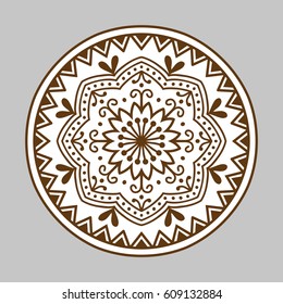 Henna tattoo brown mehndi flower template doodle ornamental lace decorative element and indian design pattern paisley arabesque mhendi embellishment vector.
