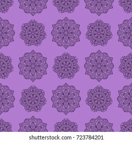 Henna tattoo brown mehndi flower doodle ornamental decorative indian design seamless pattern background paisley arabesque mhendi vector.