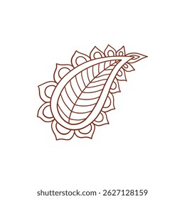 Henna tattoo doodle element on white background. Arabic ornate swirls element. Indian floral design for you