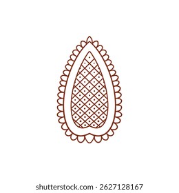 Henna tattoo doodle element on white background. Arabic ornate swirls element. Indian floral design for you