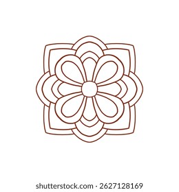 Henna tattoo doodle element on white background. Arabic ornate swirls element. Indian floral design for you