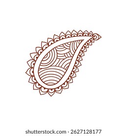 Henna tattoo doodle element on white background. Arabic ornate swirls element. Indian floral design for you