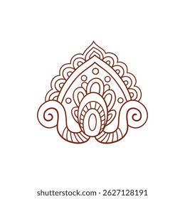 Henna tattoo doodle element on white background. Arabic ornate swirls element. Indian floral design for you