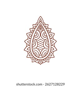 Henna tattoo doodle element on white background. Arabic ornate swirls element. Indian floral design for you