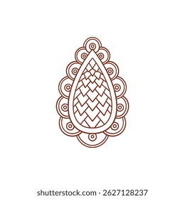 Henna tattoo doodle element on white background. Arabic ornate swirls element. Indian floral design for you