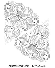 Henna tattoo doodle elements on white background. Mehendi flowers vector set. Abstract floral elements in Indian style. Ethnic ornament, coloring book.