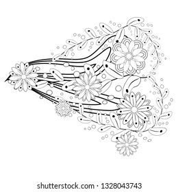 Henna tattoo doodle elements on white background. Mehendi flowers. Abstract floral elements in Indian style. Ethnic ornament, coloring book.