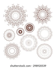 Henna tattoo doodle vector elements on white background art