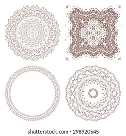 Henna tattoo doodle vector elements on white background art