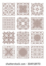 Henna tattoo doodle vector elements on white background art