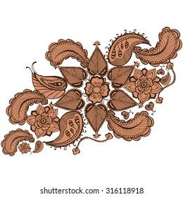 Henna tattoo doodle vector elements on white background