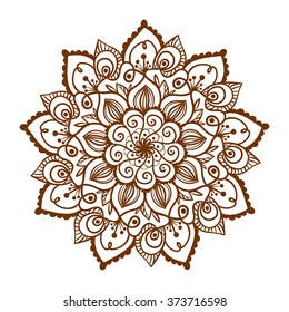 Henna tattoo doodle vector mandala on white background