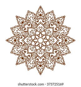 Henna tattoo doodle vector mandala on white background