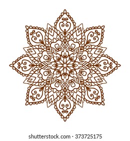 Henna tattoo doodle vector mandala on white background