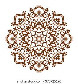 Henna tattoo doodle vector mandala on white background
