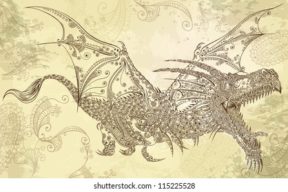 Henna Tattoo Dragon Doodle Sketch Tribal Vector