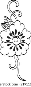 Henna Tattoo flower design. Mehndi style. Ornamental Pattern.