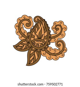 Henna tattoo flower Doodle painted on a white background. Vector illustration