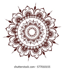 Henna Tattoo Mehndi Flower Template Vector Illustration.