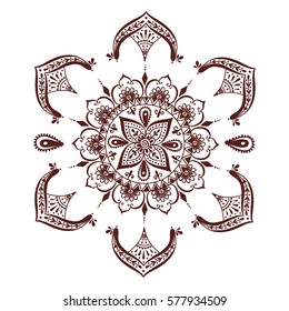 Henna tattoo mehndi flower template vector illustration.