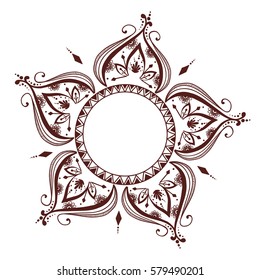Henna tattoo mehndi flower template vector illustration.
