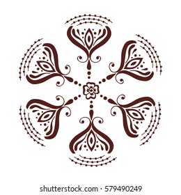 Henna tattoo mehndi flower template vector illustration.