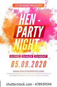 Hen-party Flyer Invitation Design Template. Girls Event Show Deisgn. Ladies Feminine Night Party Flyer Template.