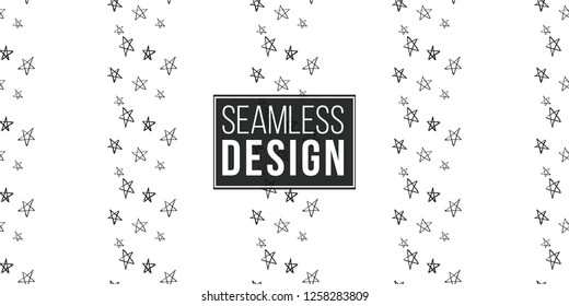 Hen-party seamless pattern with different stars. Black and white star illustration in hand drawn hipster style.