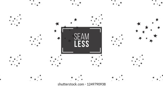 Hen-party seamless pattern with little black stars. Black and white magic illustration in hand drawn hipster style.