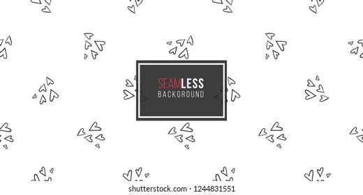 Hen-party seamless pattern with white hearts. Black and white logo illustration in hand drawn hipster style.