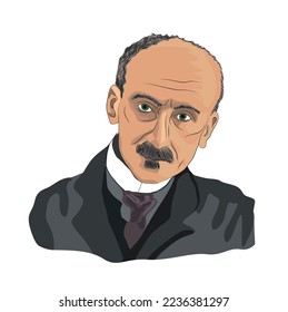 Henri Bergson portrait vector illustration.  (1859 - 1941), He is a French philosopher. It was especially effective in the first half of the 20th century.