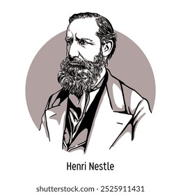 Henri Nestle era un farmacéutico y empresario germano-suizo. Ilustración vectorial dibujada a mano