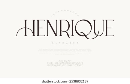 Henrique typography beauty fashion elegant minimalist serif italic fonts decorative wedding vintage retro logos. Minimal luxury font alphabet logo. Vector illustration