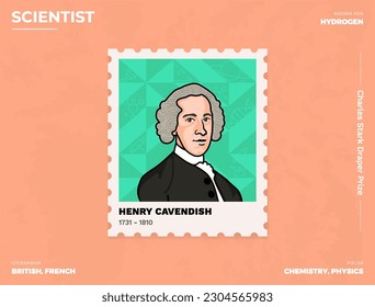 Henry Cavendish Inventor's Postcard Creative Ticket (Stamp) Design with Informative Details-vector illustration