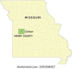 Ubicación del condado de Henry y la ciudad de Clinton en el mapa estatal de Missouri