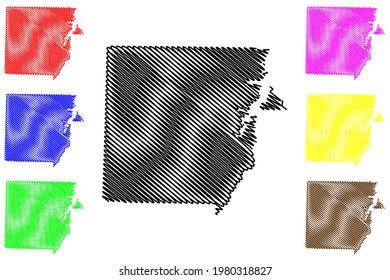 Henry County, State of Tennessee (U.S. county, United States of America) map vector illustration, scribble sketch Henry map