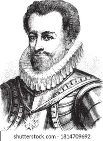 Henry I Duke of Guise, Vintage engraving. From Popular France, 1869.