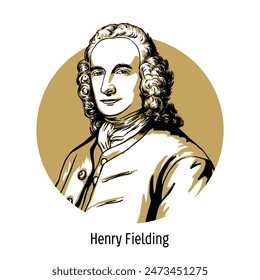 Henry Fielding ist ein englischer Schriftsteller, Journalist, Anwalt und Dramatiker des 18. Jahrhunderts, bekannt für seinen alltäglichen Humor und sein satirisches Können, der Gründer des realistischen Romans. Vektorillustration, h