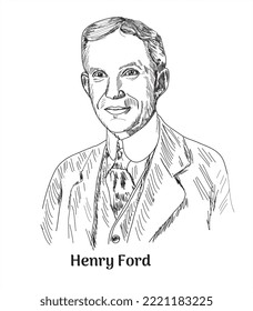 henry ford portrait in line art illustration