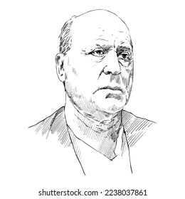 Henry James hand drawn vector illustration. Isolated hand drawn portrait.
