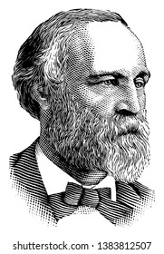 Henry L. Dawes, 1816-1903, he was a republican United States senator and United States representative from Massachusetts, famous for the Dawes Act, vintage line drawing or engraving illustration