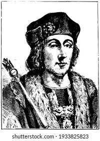 Henry VII of England, vintage illustration