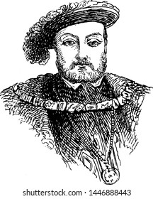 Henry VIII, vintage engraved illustration